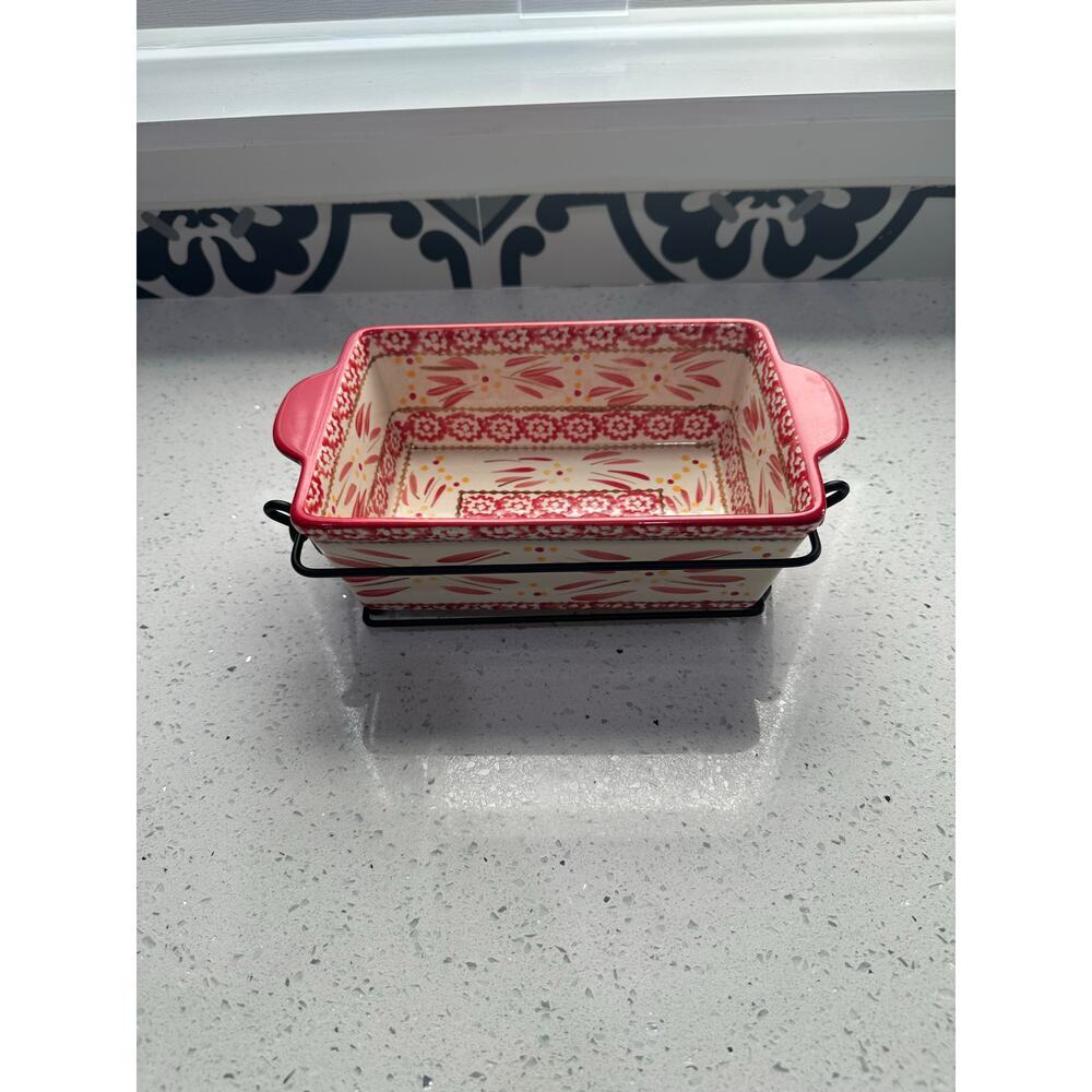 Temptations By Tara Old World Red Cranberry 1.5qt Casserole Baking Dish